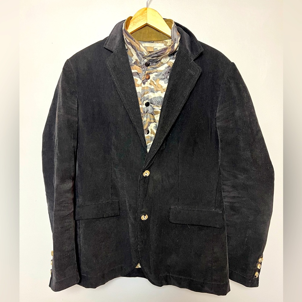 Edge by WD Black Corduroy Jacket with Camouflage inner lining medium‎